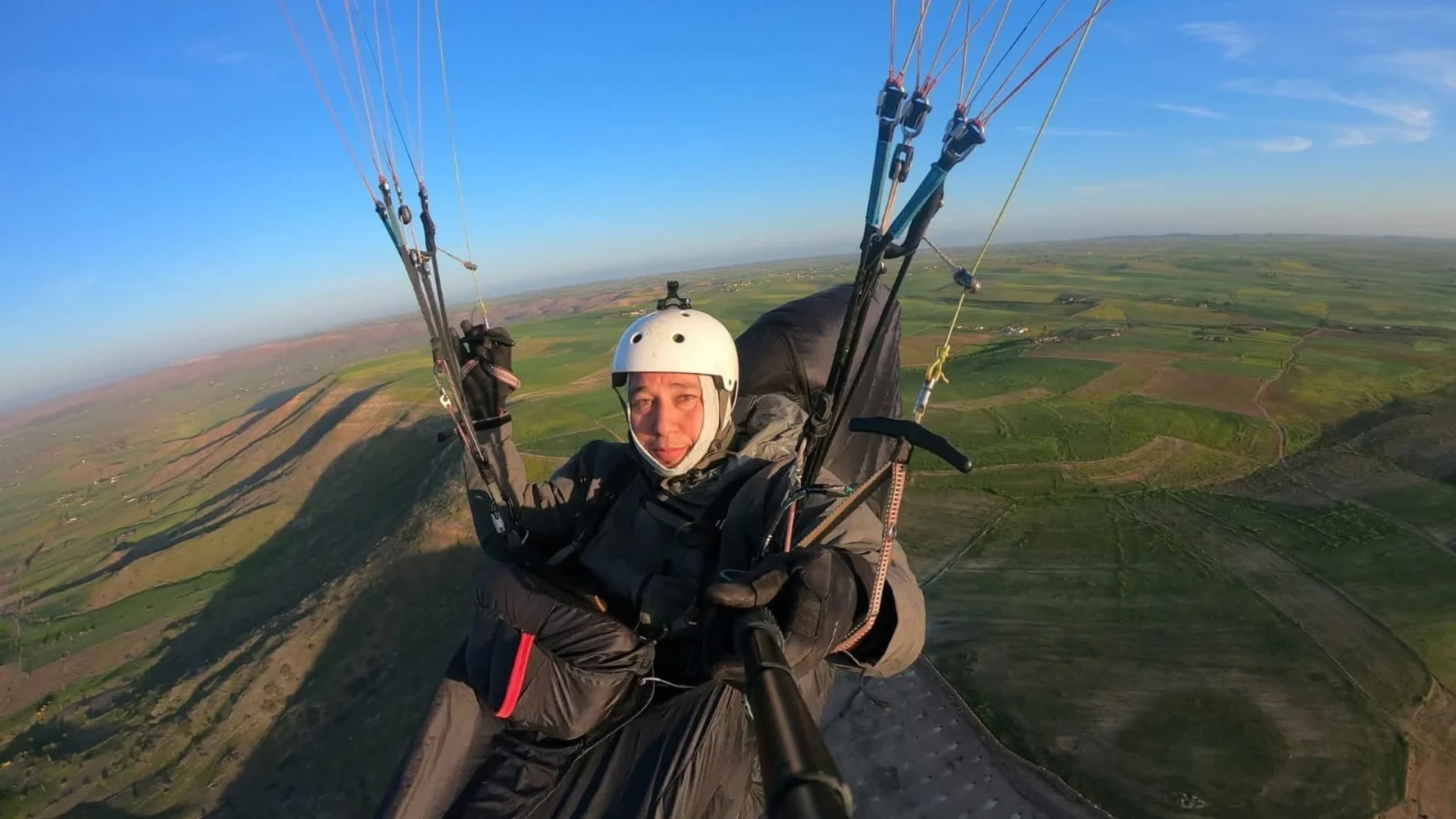 Paragliding along the coastline near Casablanca